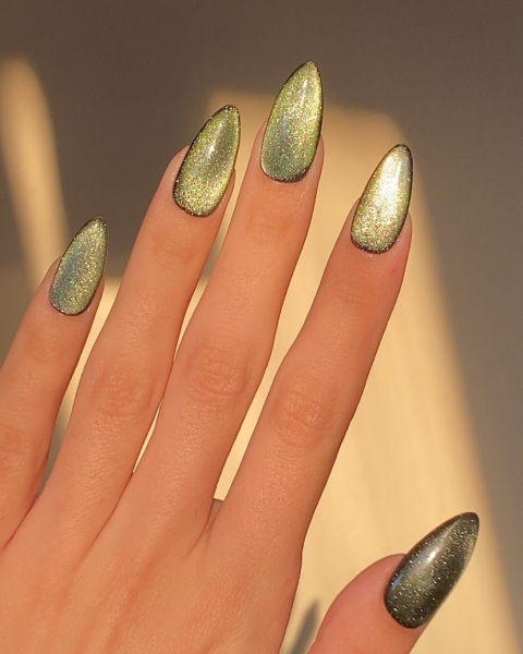 Green cateye nails